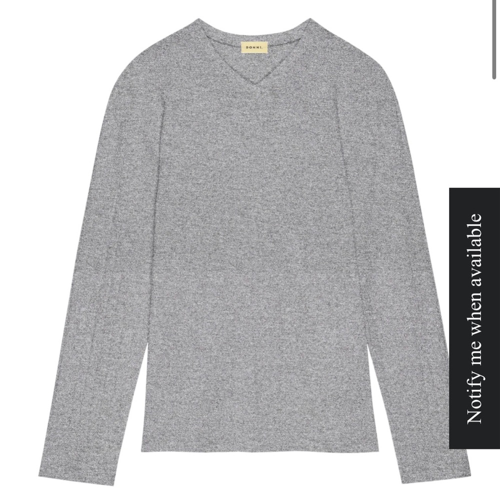 Donni Pointelle Heather Gray V-Neck Long Sleeve